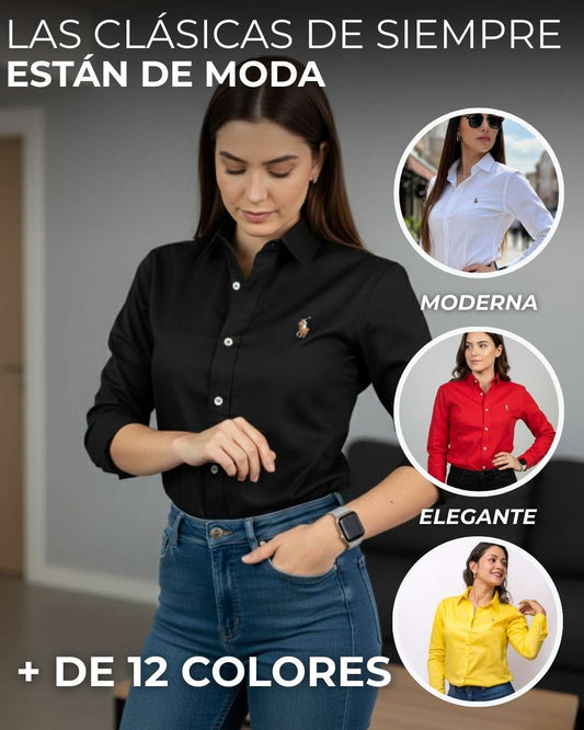 Camisa clásica dama manga larga